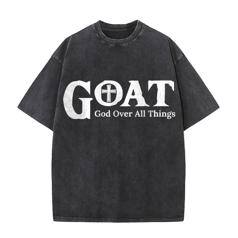 Christianartworkshop GOAT God Over All Things Unisex Washed T-Shirt