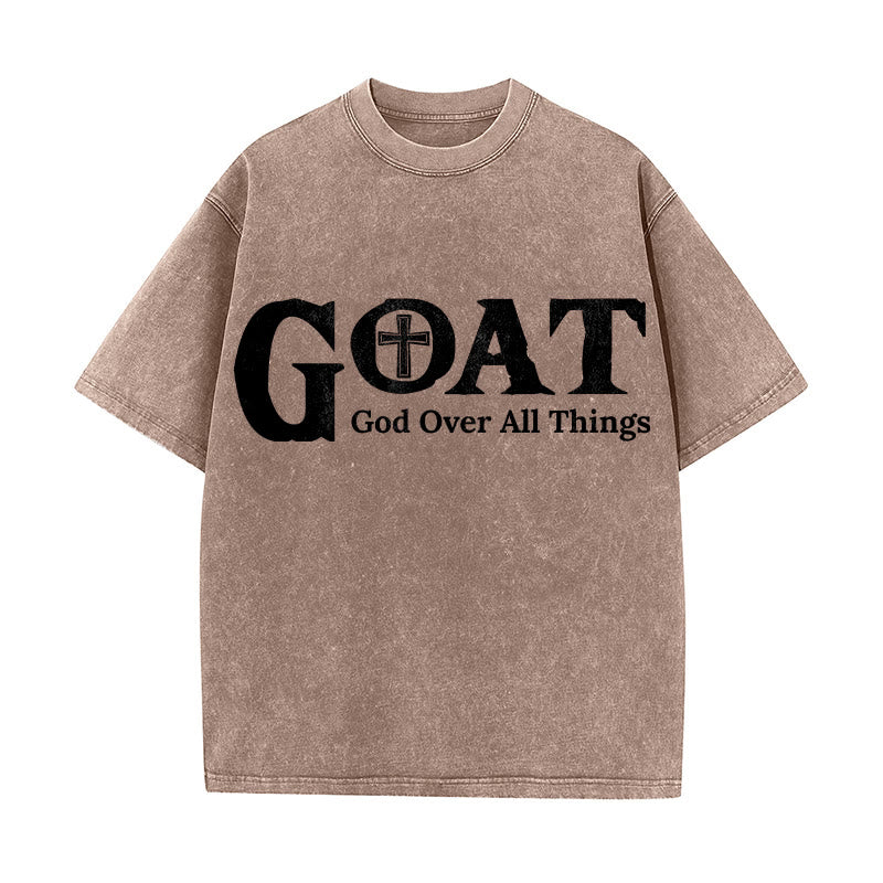 Christianartworkshop GOAT God Over All Things Unisex Washed T-Shirt