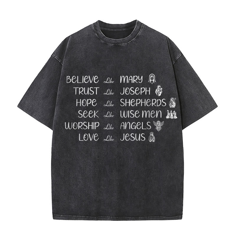 Christianartworkshop Bible Heroes Faith Statement Unisex Washed T-Shirt