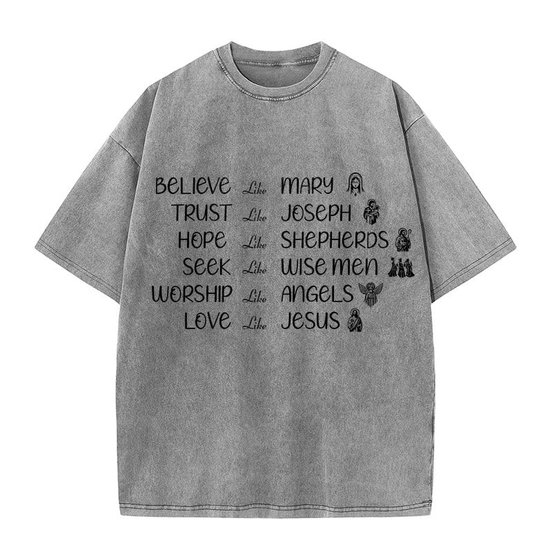 Christianartworkshop Bible Heroes Faith Statement Unisex Washed T-Shirt