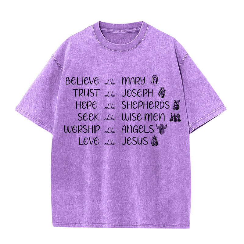 Christianartworkshop Bible Heroes Faith Statement Unisex Washed T-Shirt