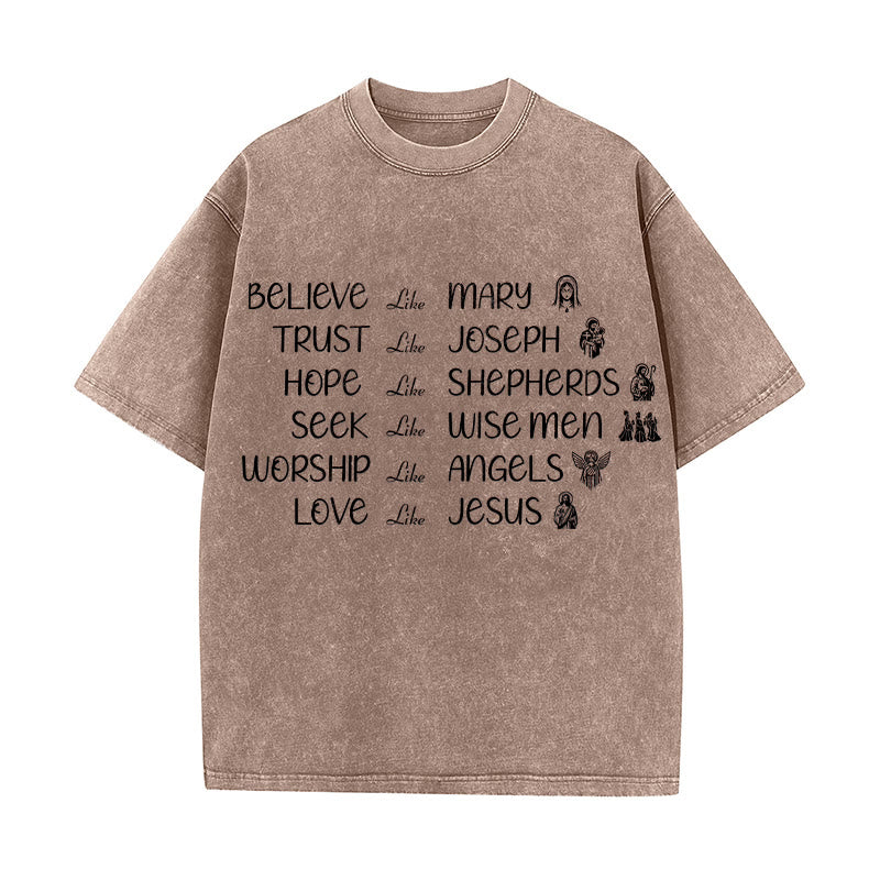 Christianartworkshop Bible Heroes Faith Statement Unisex Washed T-Shirt