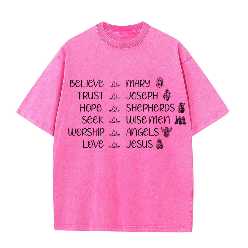 Christianartworkshop Bible Heroes Faith Statement Unisex Washed T-Shirt