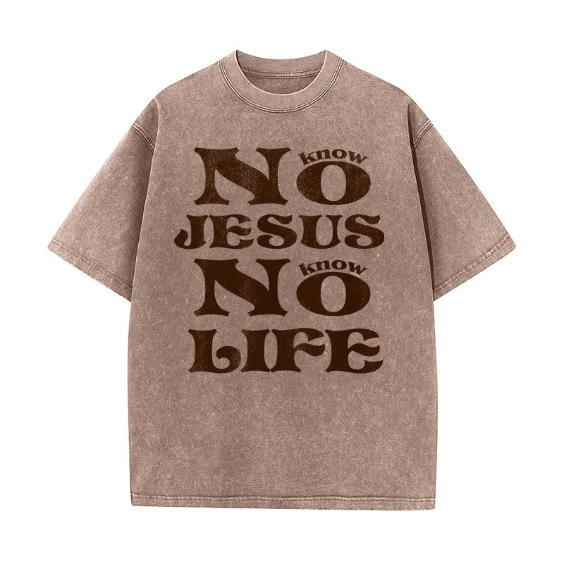 Christianartworkshop No Jesus No Life Unisex Washed T-Shirt