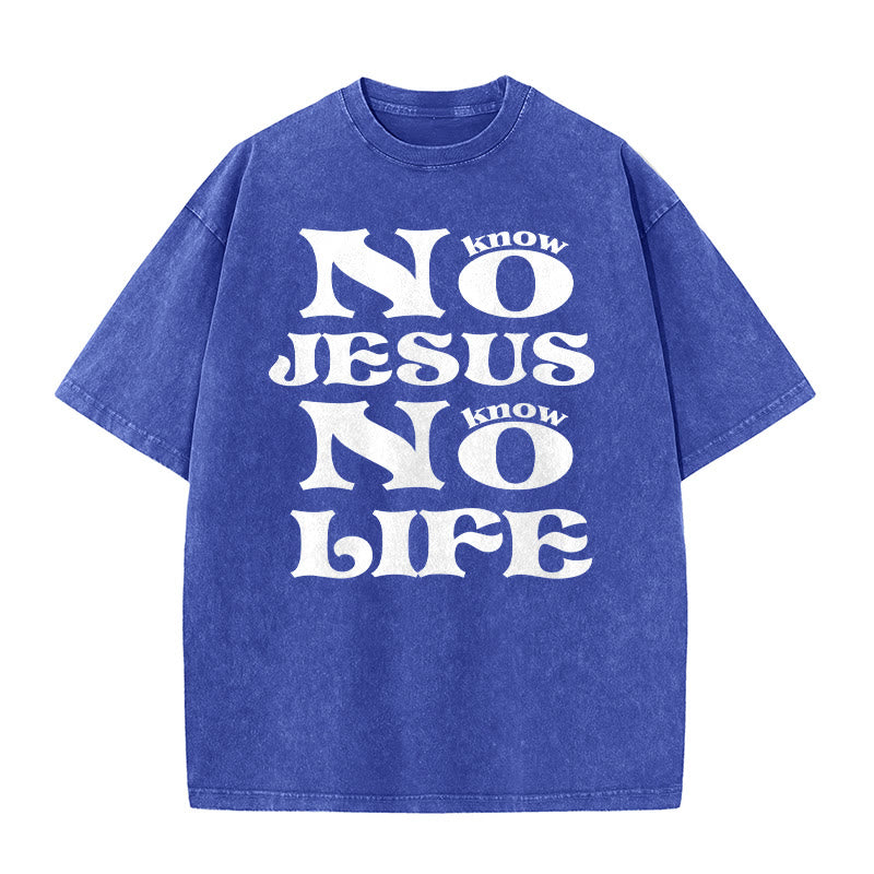 Christianartworkshop No Jesus No Life Unisex Washed T-Shirt