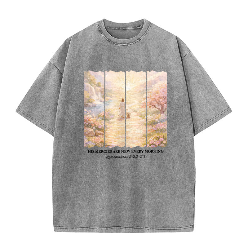 Christianartworkshop His Mercies Are New Every Morning Unisex Washed T-Shirt
