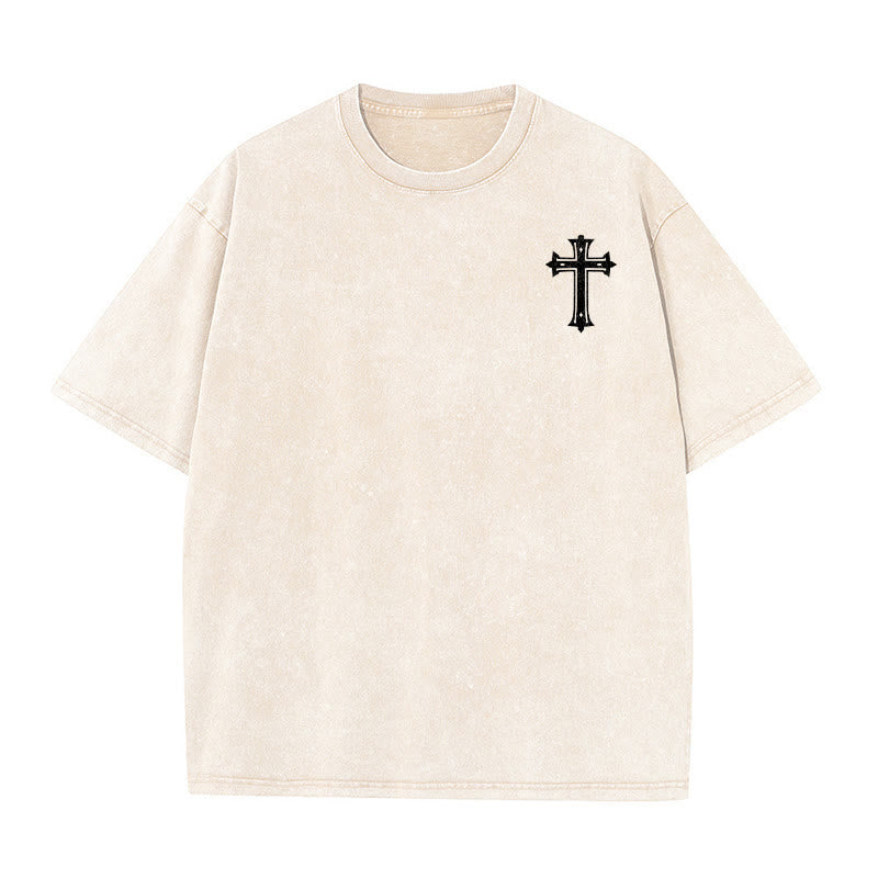 Christianartworkshop Strong Body Strong Faith Cross Crown Unisex Washed T-Shirt