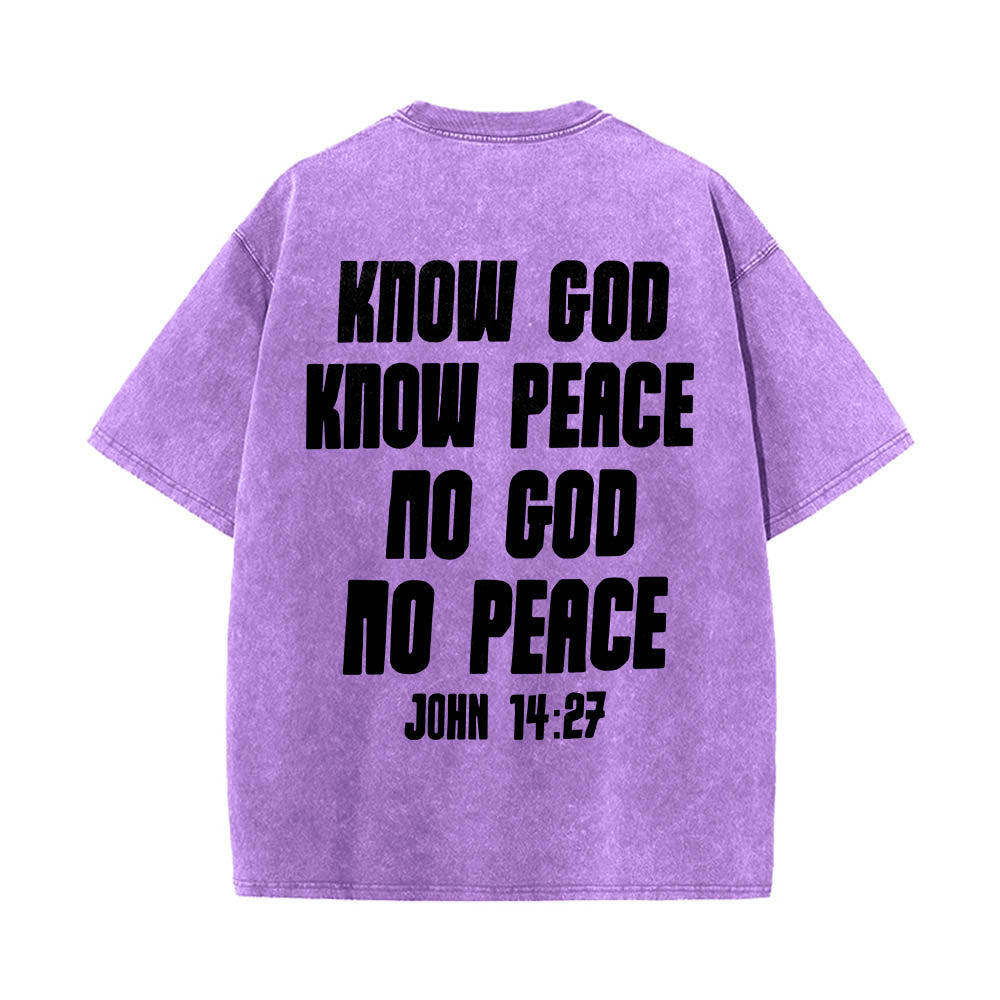 Christianartworkshop Thorn Crown Jesus Bust Front Know God Know Peace John 14:27 Rear Dual Side Print Washed T鈥慡hirt