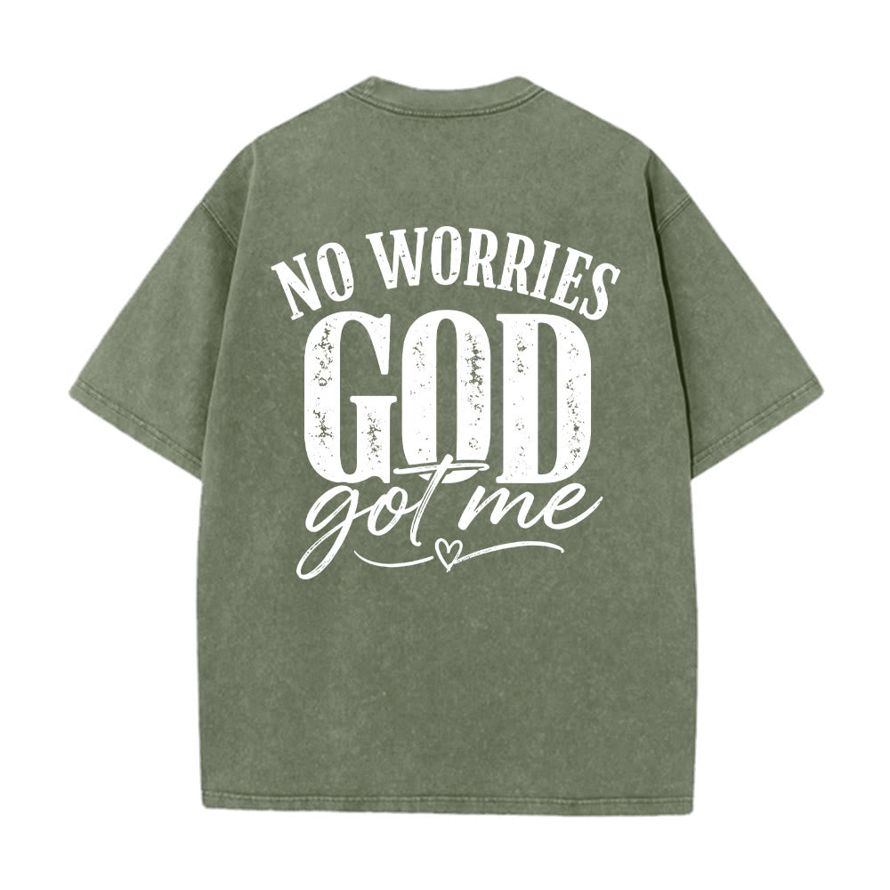 Christianartworkshop Left Chest Unafraid Cross Accent Back No Worries God Got Me Heart Detail Washed T鈥慡hirt