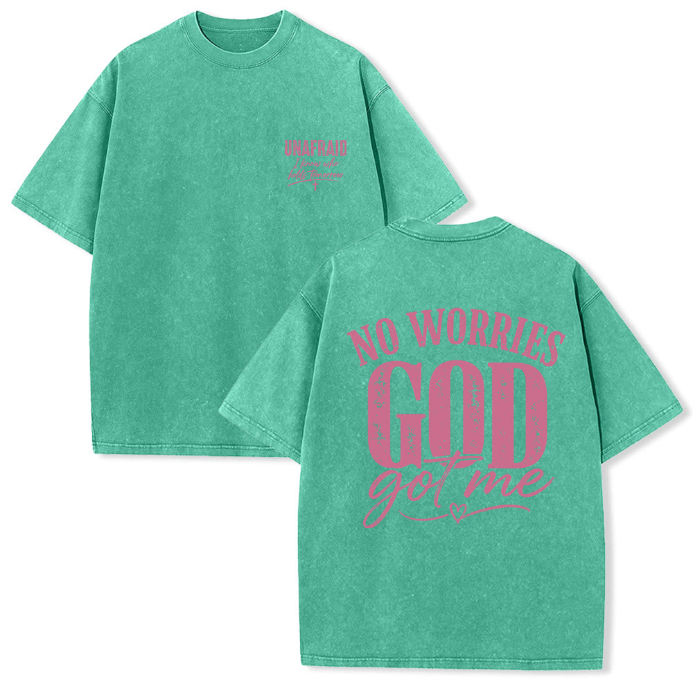 Christianartworkshop Left Chest Unafraid Cross Accent Back No Worries God Got Me Heart Detail Washed T鈥慡hirt