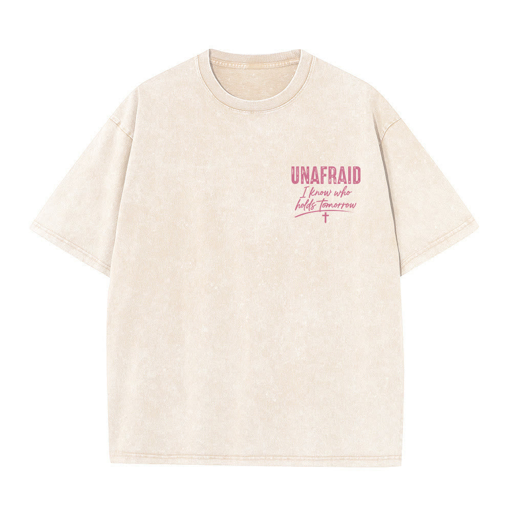 Christianartworkshop Left Chest Unafraid Cross Accent Back No Worries God Got Me Heart Detail Washed T鈥慡hirt