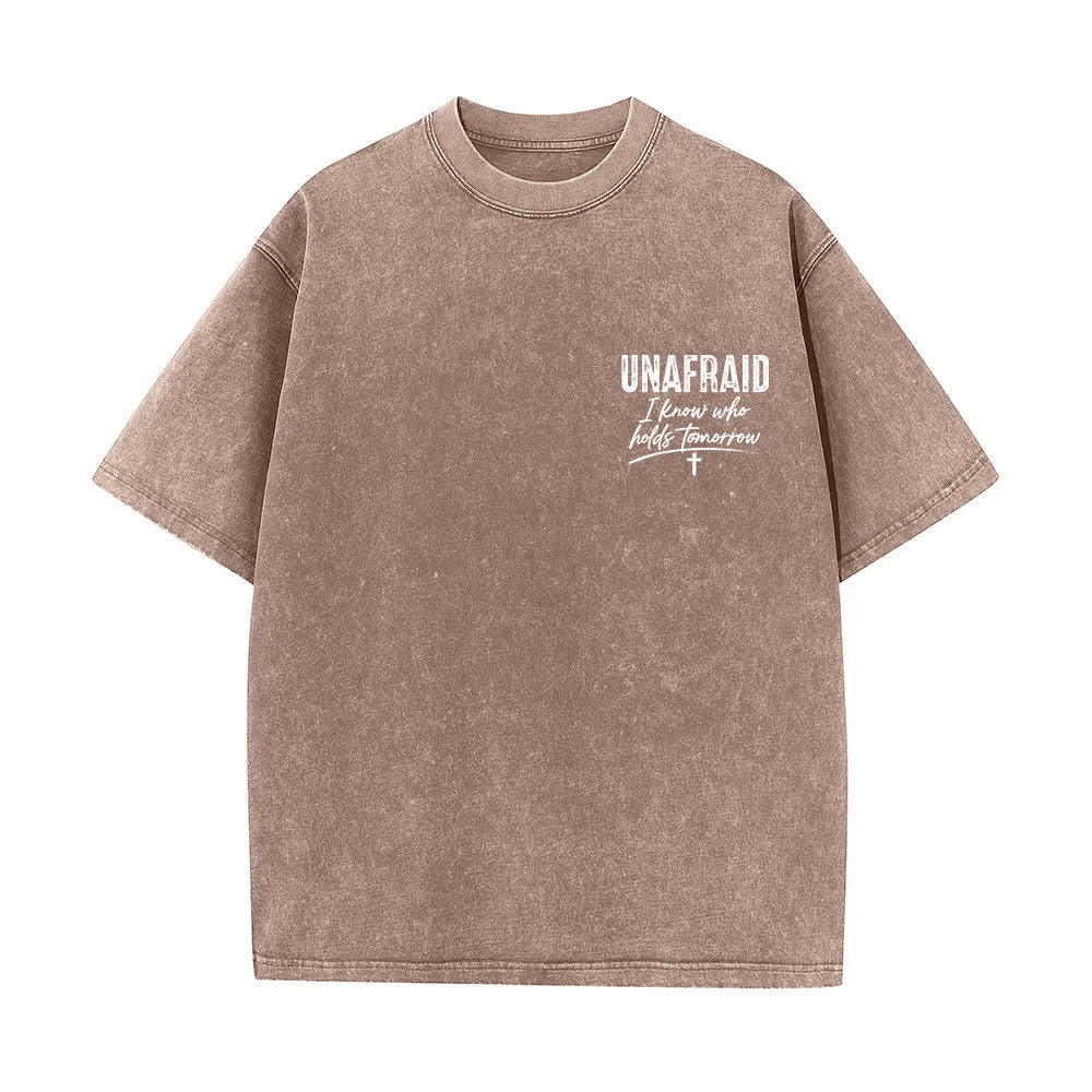 Christianartworkshop Left Chest Unafraid Cross Accent Back No Worries God Got Me Heart Detail Washed T鈥慡hirt