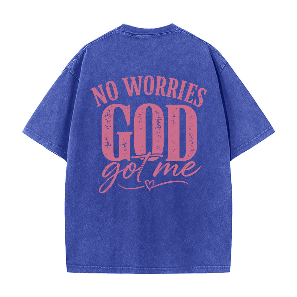 Christianartworkshop Left Chest Unafraid Cross Accent Back No Worries God Got Me Heart Detail Washed T鈥慡hirt