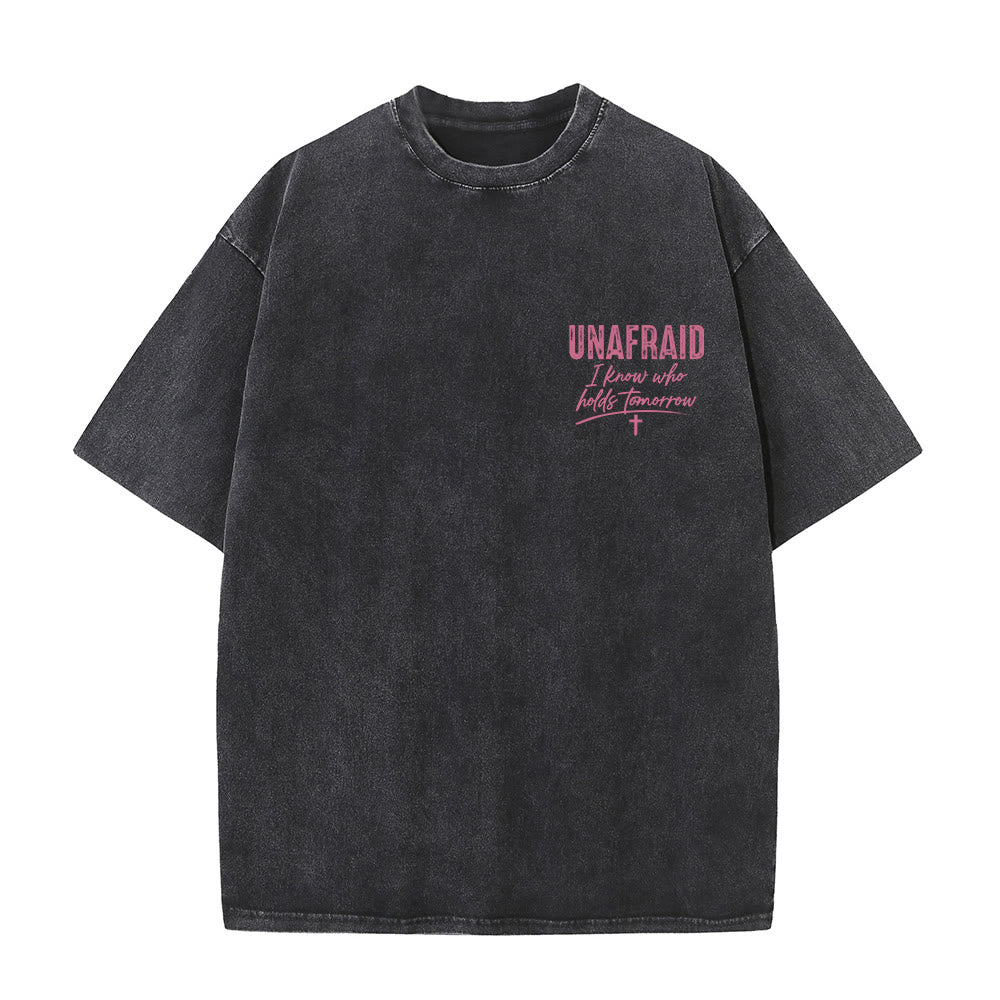 Christianartworkshop Left Chest Unafraid Cross Accent Back No Worries God Got Me Heart Detail Washed T鈥慡hirt