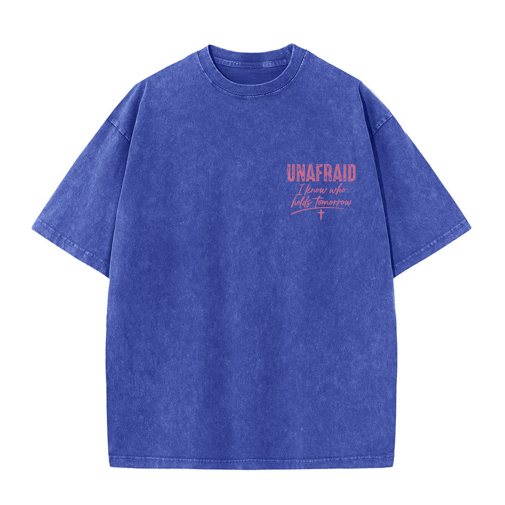 Christianartworkshop Left Chest Unafraid Cross Accent Back No Worries God Got Me Heart Detail Washed T鈥慡hirt