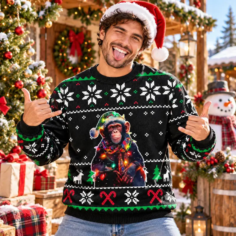 Custom Funny Animal Christmas Sweatshirt – 3D Print Ugly Holiday Sweater