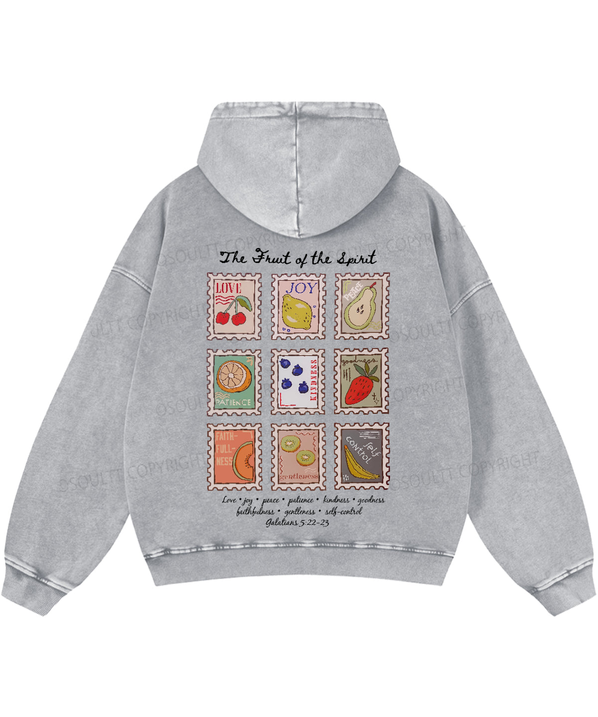 Fruit Of The Spirit Double Sided Washed Christian Hoodie