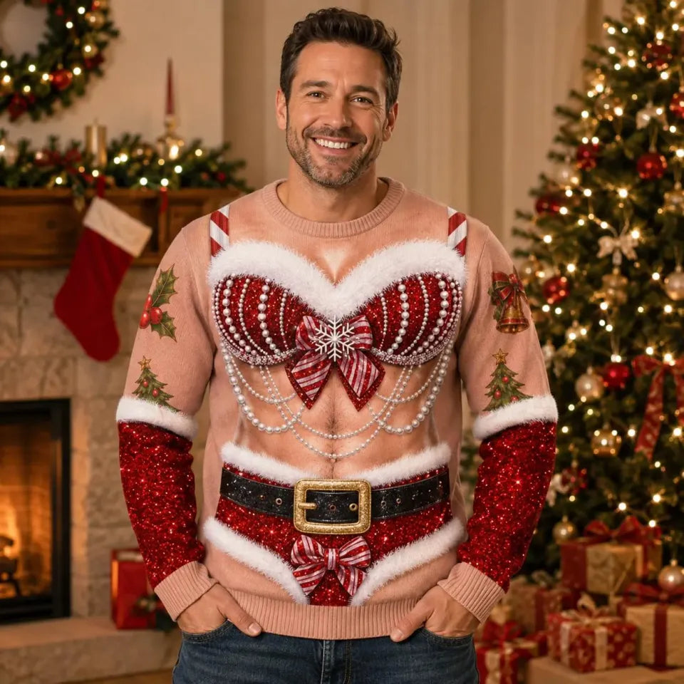 Personalized Funny 3D Chest Christmas Sweatshirt