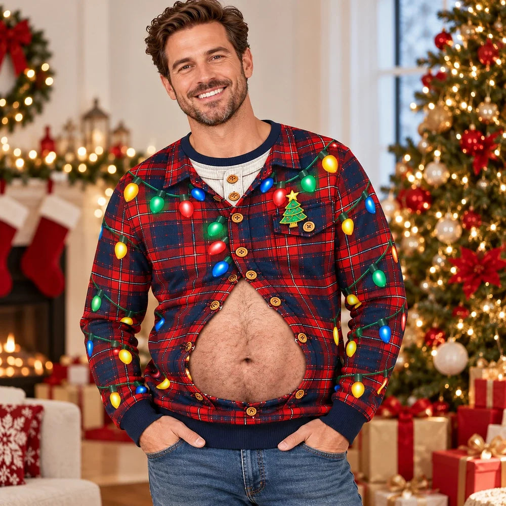 Personalized Christmas Funny Ugly Sweater – Custom Skin Tone Design for Men