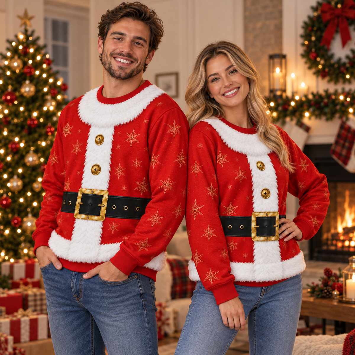 Funny Santa Suit Christmas Sweatshirt – Festive Holiday Party Pullover