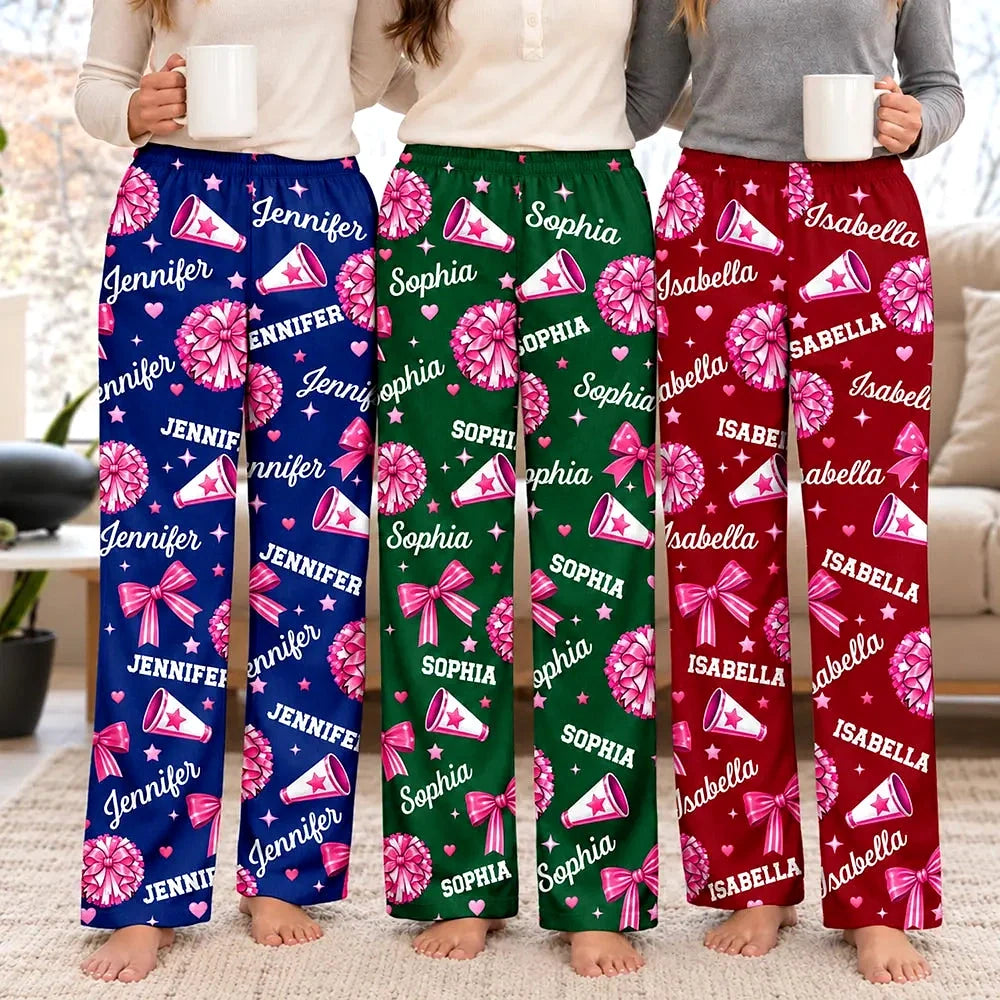 Personalized Cheerleading Pajama Pants – Custom Name Lounge Pants