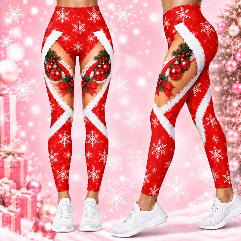 Santa-Inspired Christmas Hoodie & Leggings Set – Custom Skin Tone Digital Print