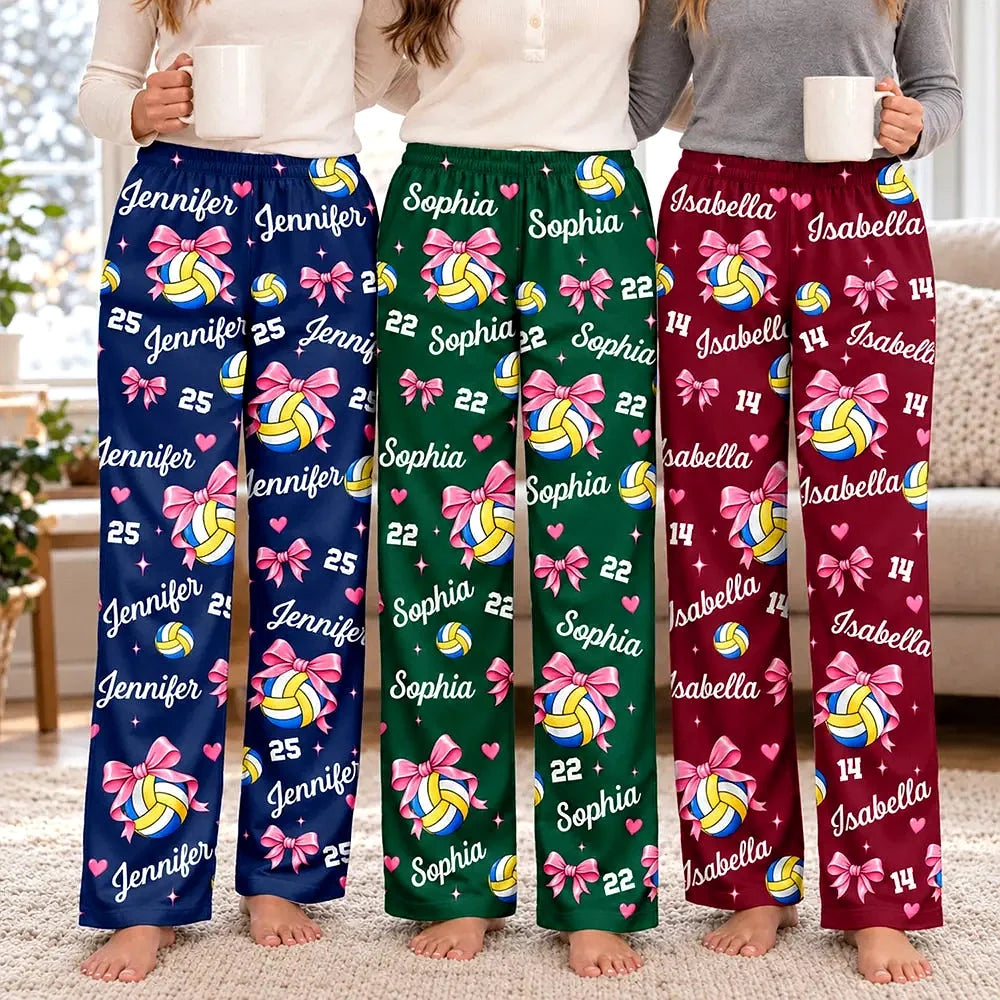 Personalized Volleyball Pajama Pants – Custom Name & Number Lounge Pants