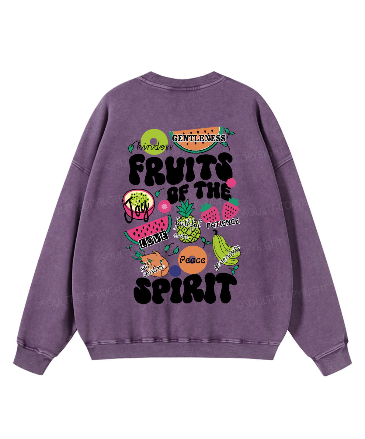 Fruits of the Spirit Double Sided Washed Christian Sweatshirt