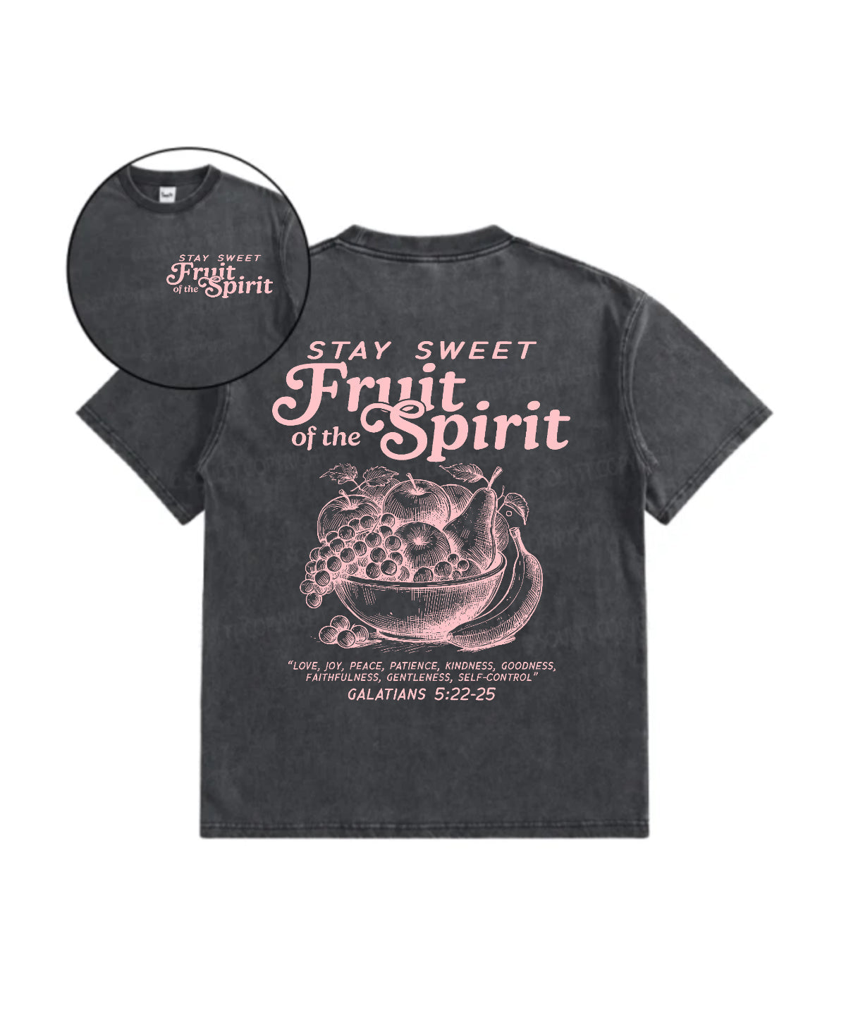 Kids Fruit Of The Spirit Double Sided Washed Christian T-shirt