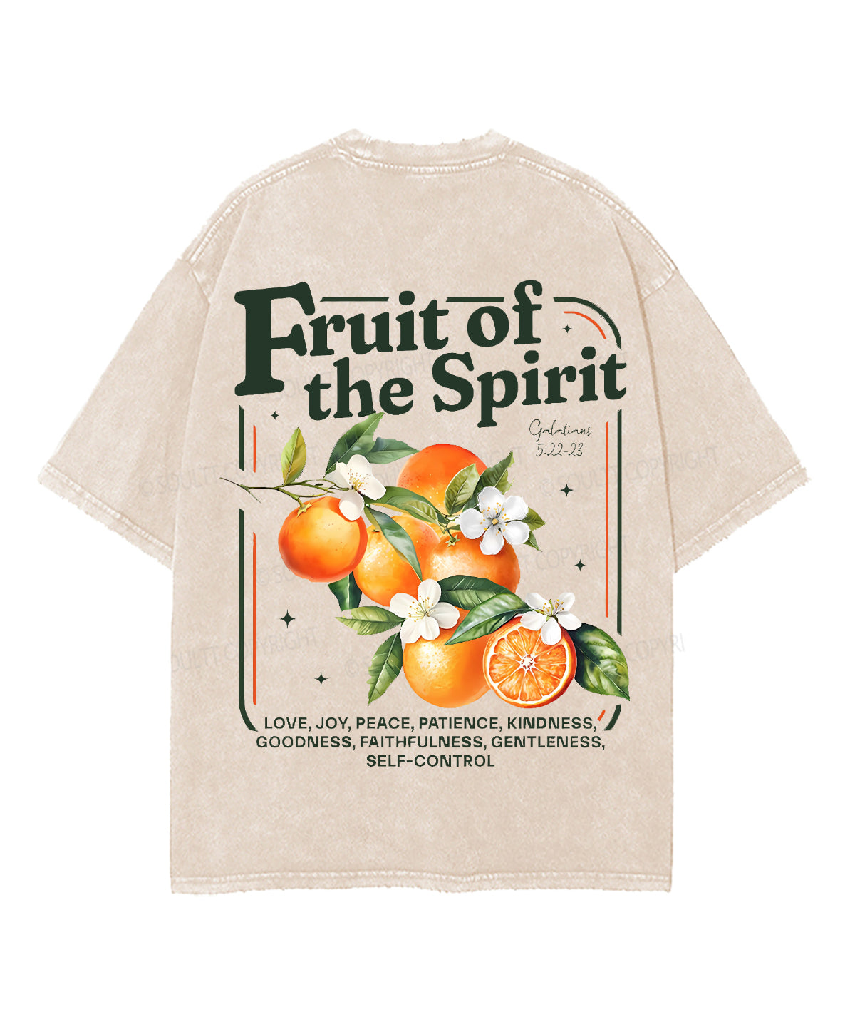 Fruit Of The Spirit Double Sided Unisex Washed Christian T-shirt