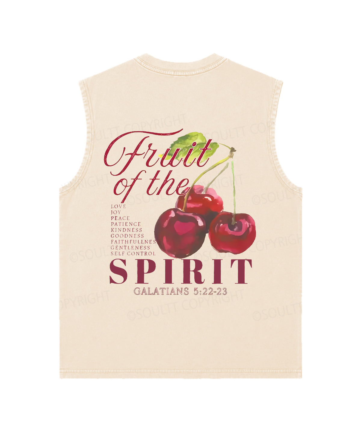Fruit Of The Spirit Double Sided Unisex Washed Sleeveless Christian Tank Top
