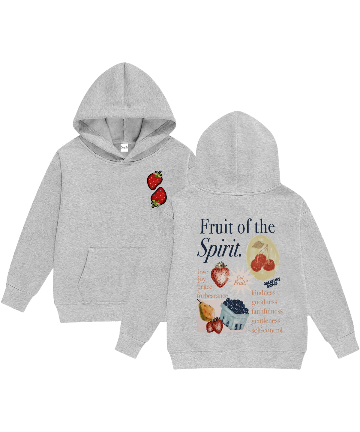 Kids Fruit Of The Spirit Double Sided Christian Hoodie