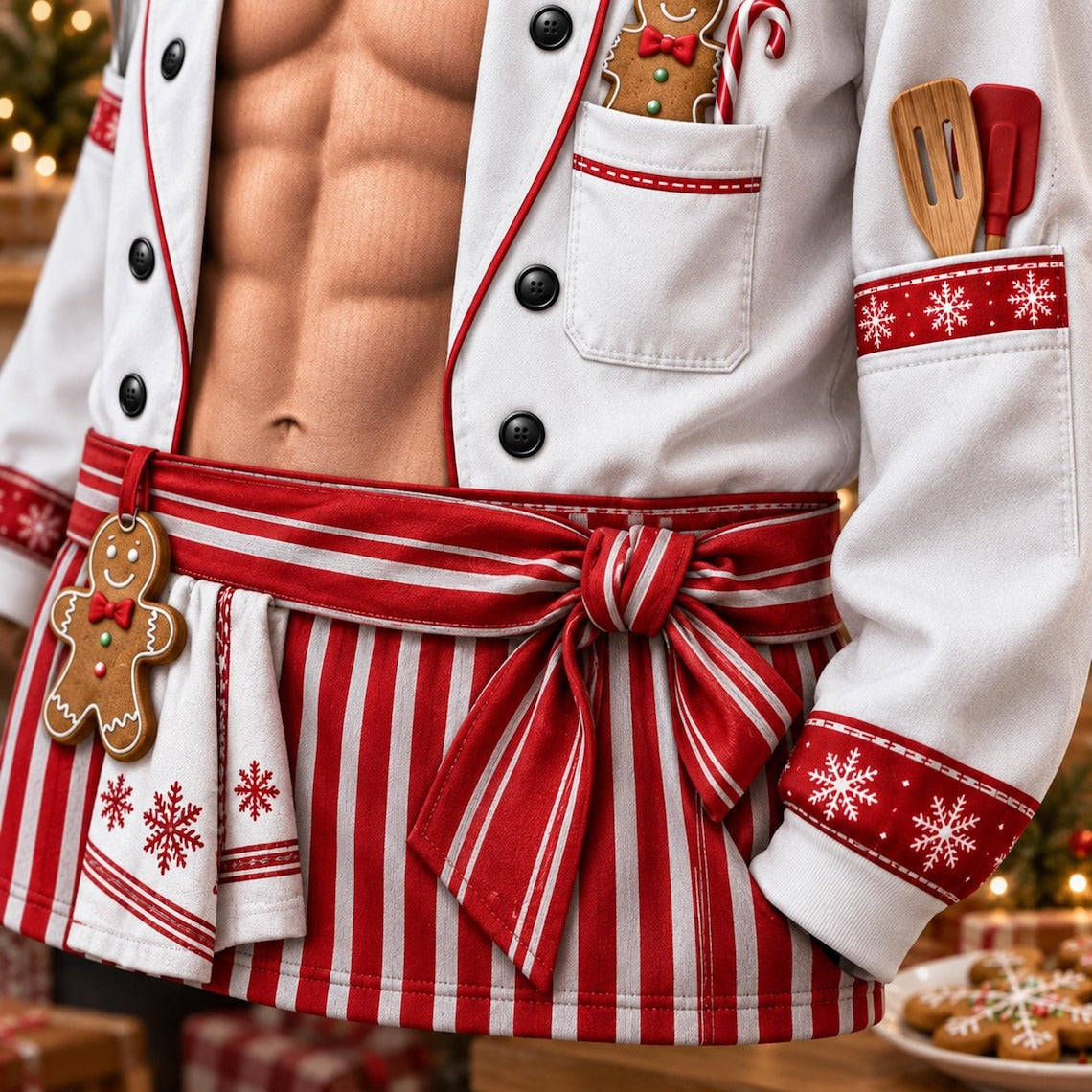 Funny Baker Christmas Sweatshirt – 3D Muscle Chef Design