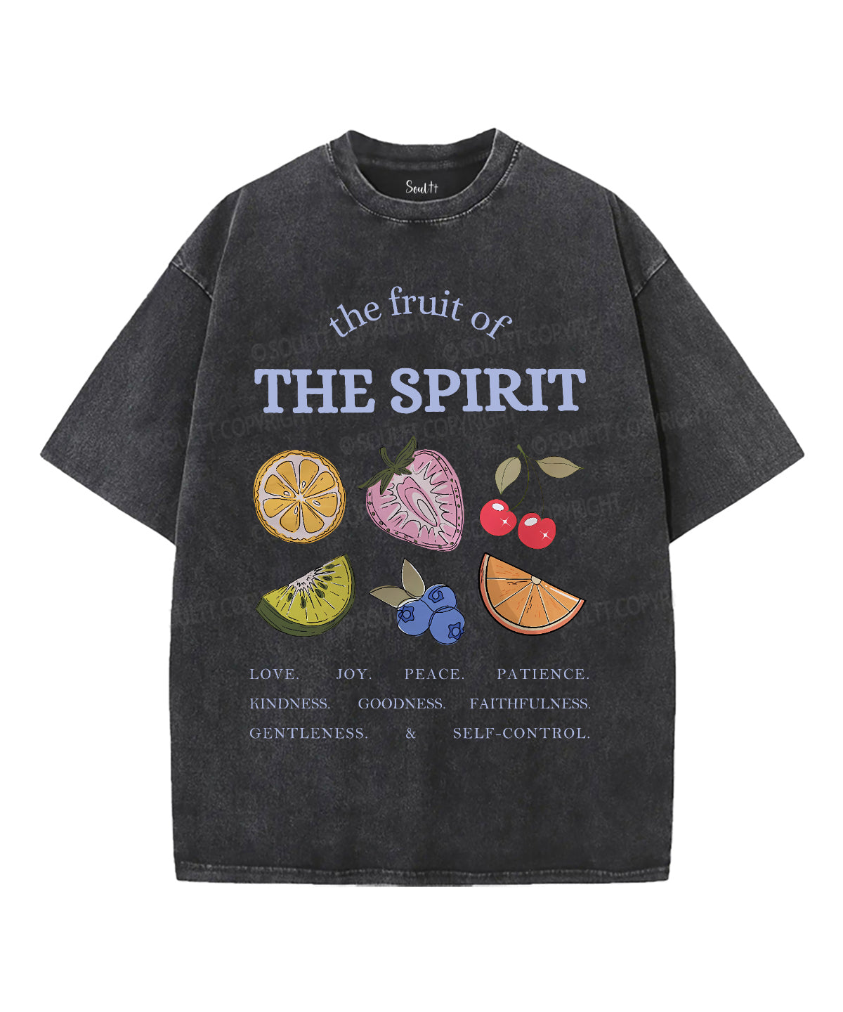 The Fruit Of The Spirit Single Sided Unisex Washed Christian T-shirt