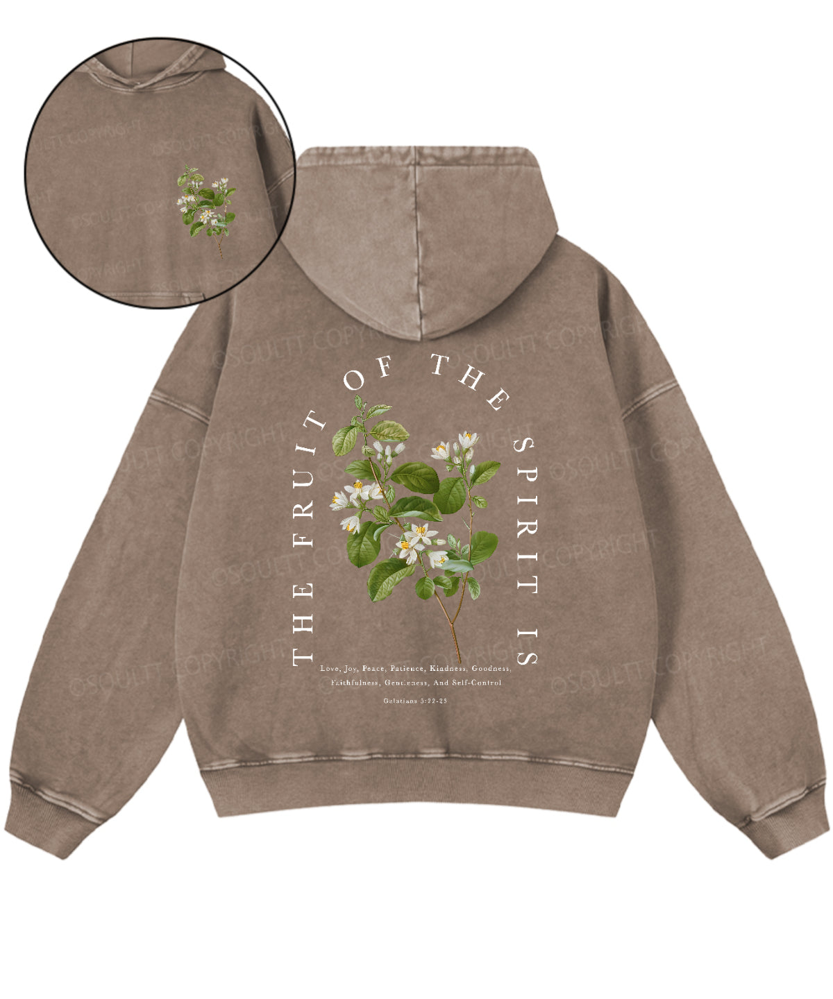 Fruit Of The Spirit Double Sided Washed Christian Hoodie