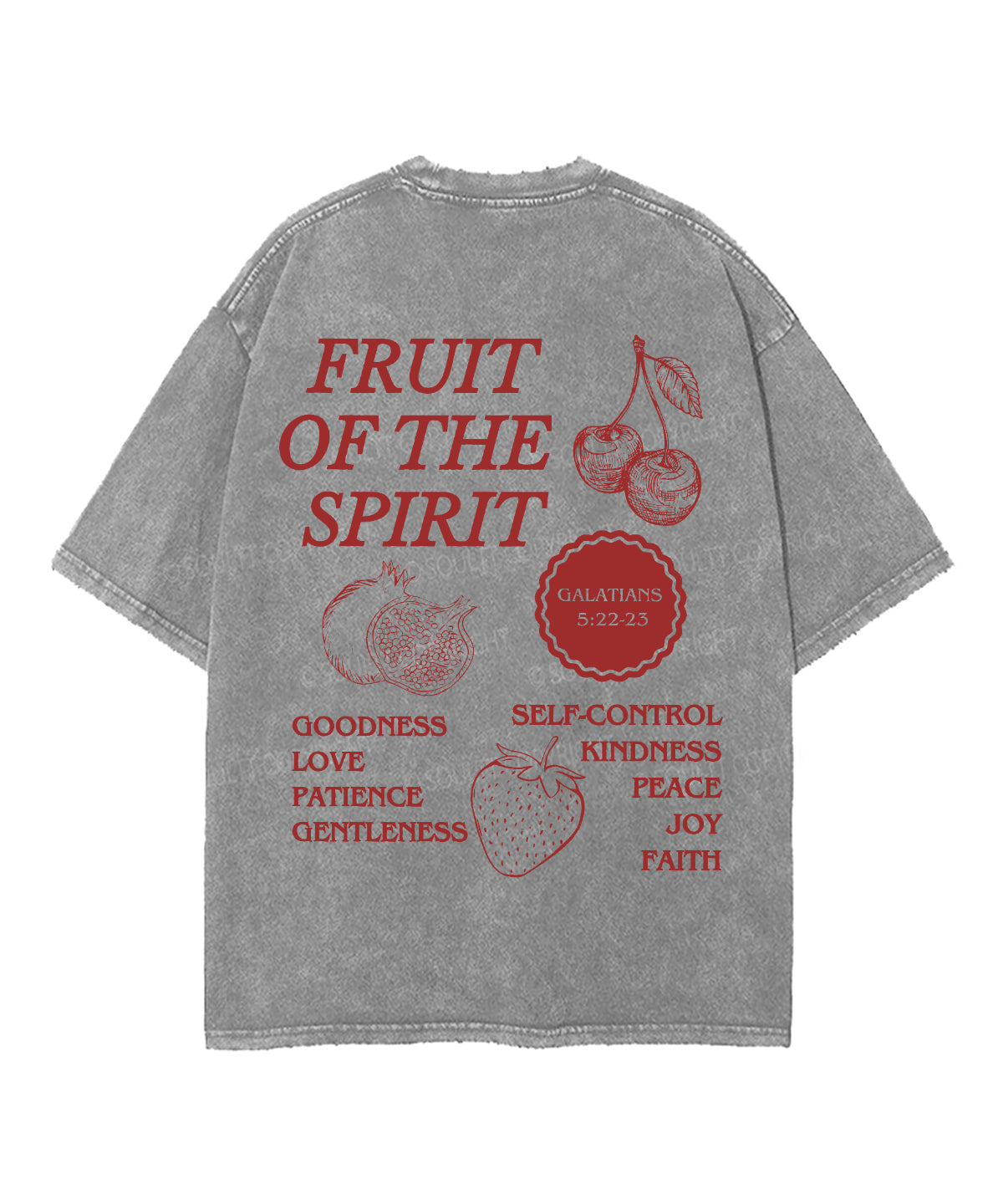 Fruit Of The Spirit Double Sided Unisex Washed Christian T-shirt