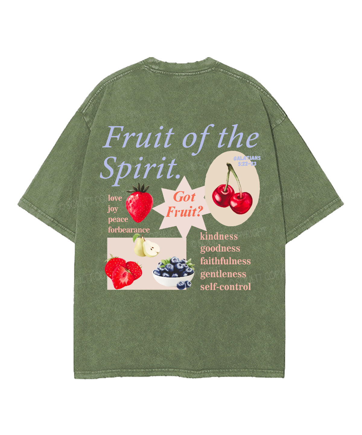 Fruit Of The Spirit Double Sided Unisex Washed Christian T-shirt