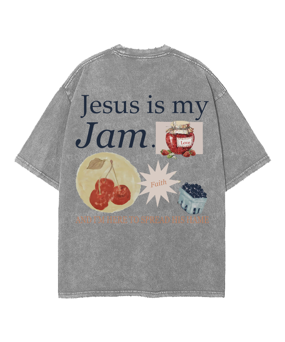 Jesus Is My Jam Double Sided Unisex Washed Christian T-shirt