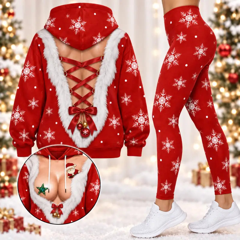 Sexy Santa Christmas Hoodie & Leggings Set – Custom Skin Tone Digital Print