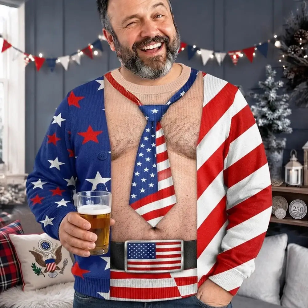 Funny Patriotic American Flag Christmas Gifts - Festive Sweatshirt