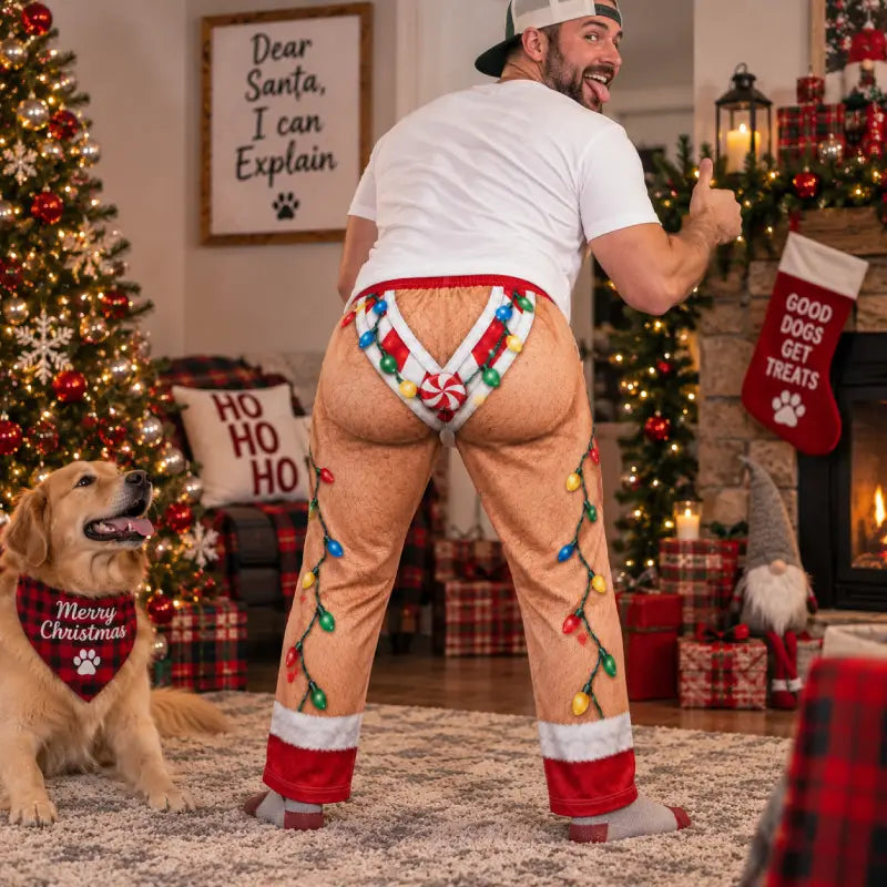Santa Forgot His Pants – Funny Christmas Illusion Pajama Pants