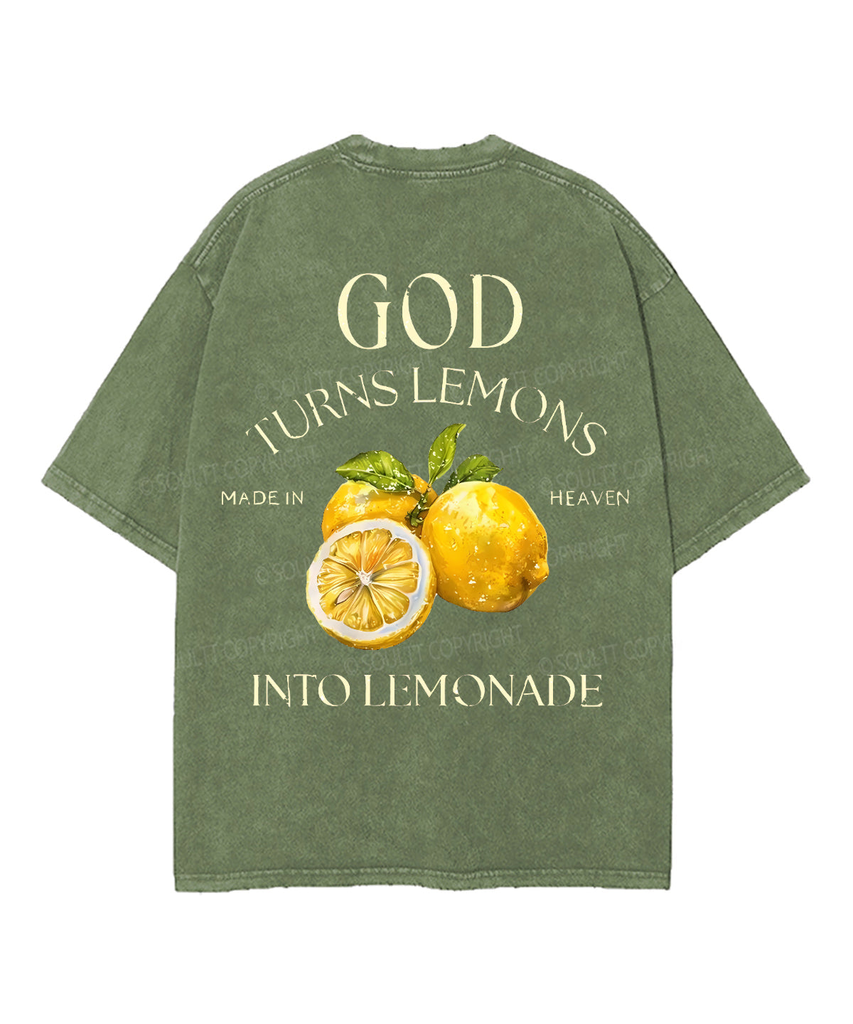 God Turns Lemons Double Sided Unisex Washed Christian T-shirt