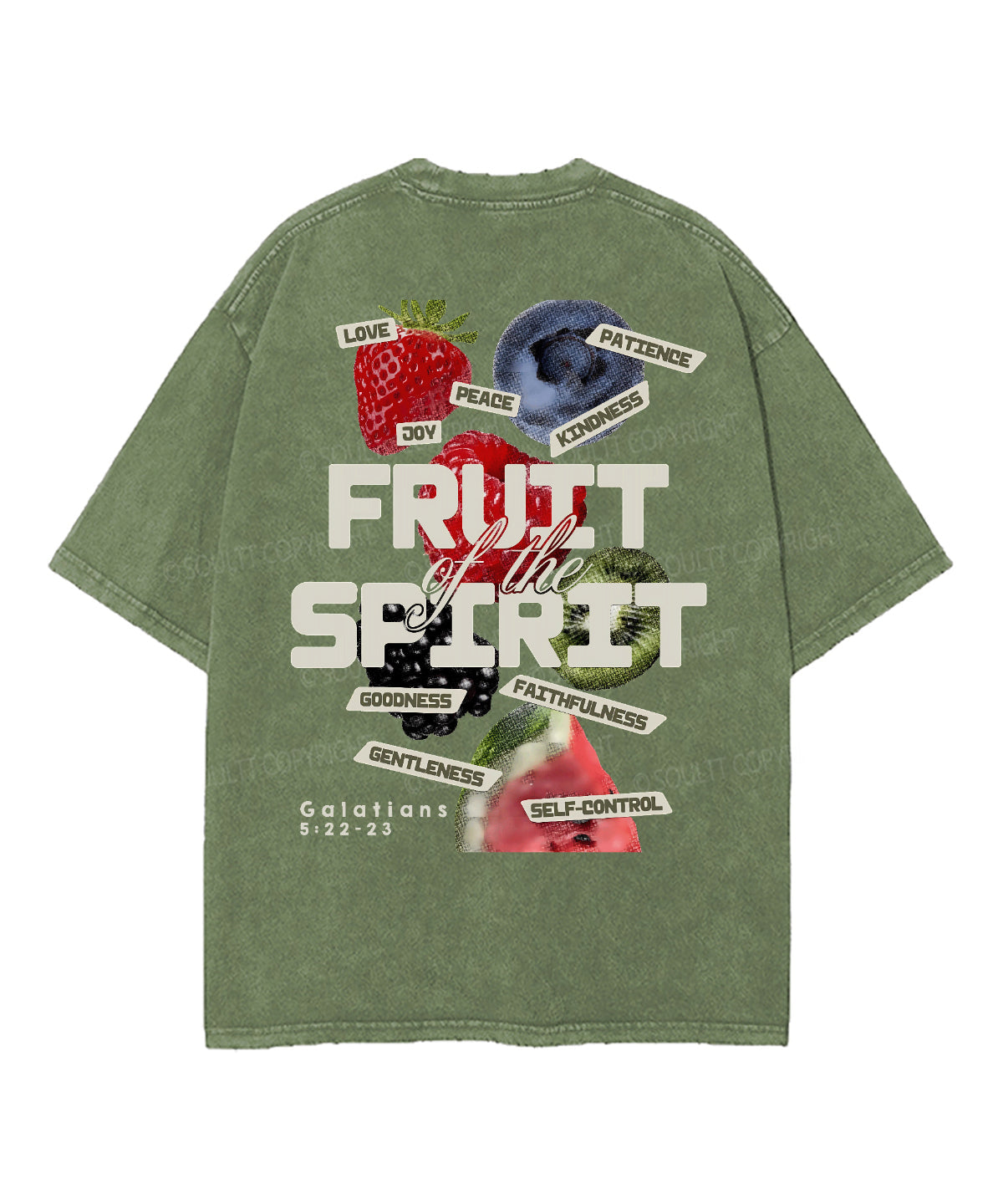 Fruit Of The Spirit Double Sided Unisex Washed Christian T-shirt