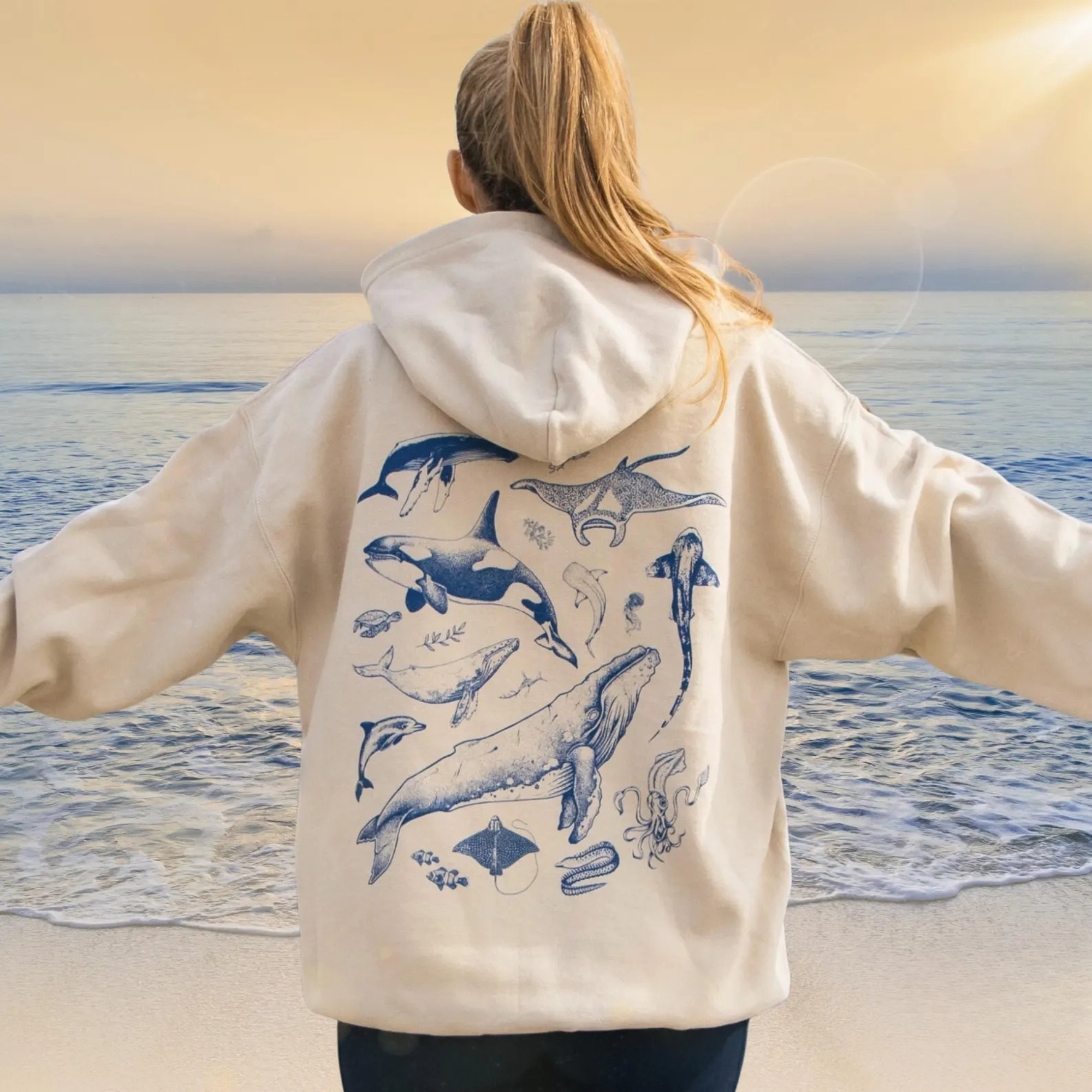 Underwater Sea Animal Vintage Hoodie