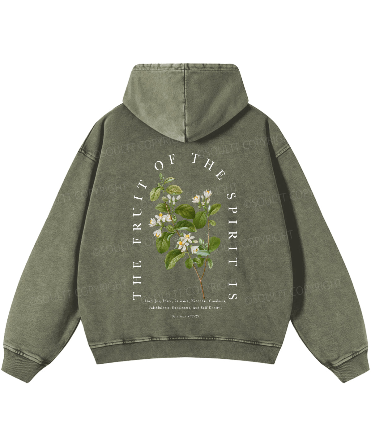 Fruit Of The Spirit Double Sided Washed Christian Hoodie