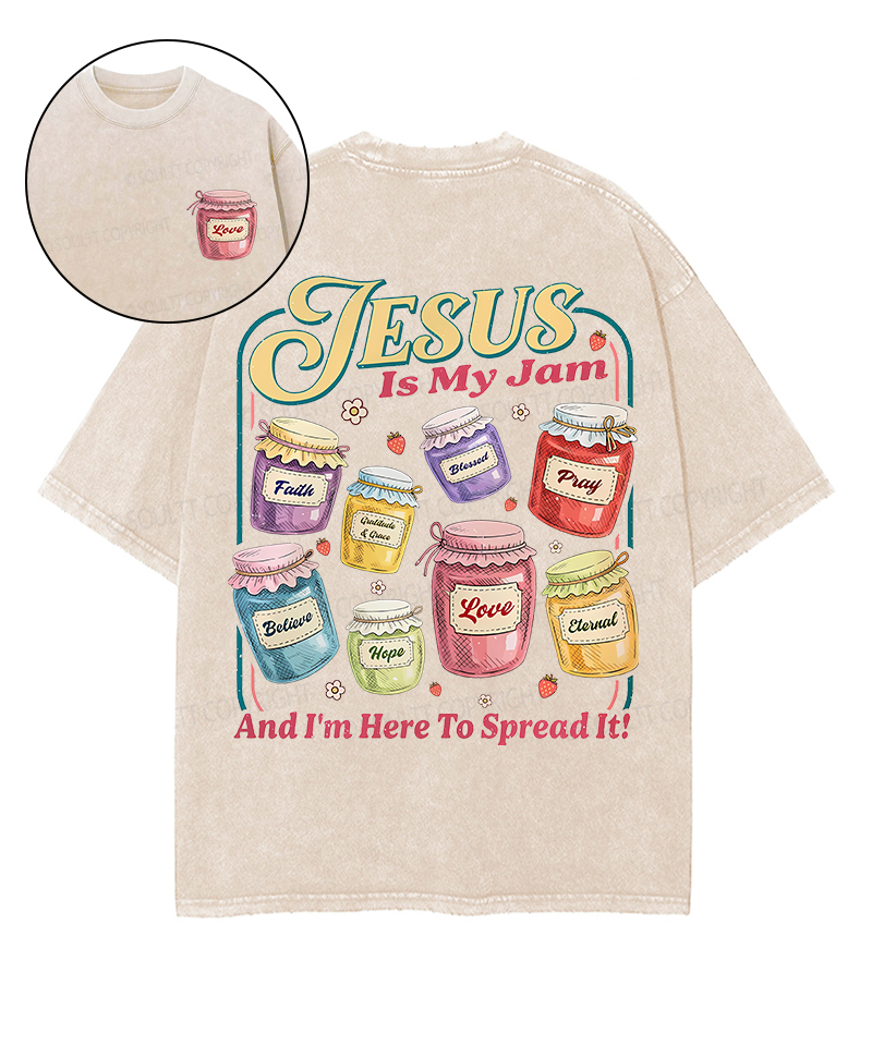 Jesus Is My Jam Double Sided Unisex Washed Christian T-shirt