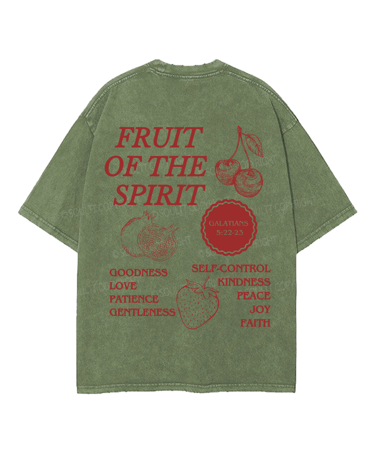 Fruit Of The Spirit Double Sided Unisex Washed Christian T-shirt