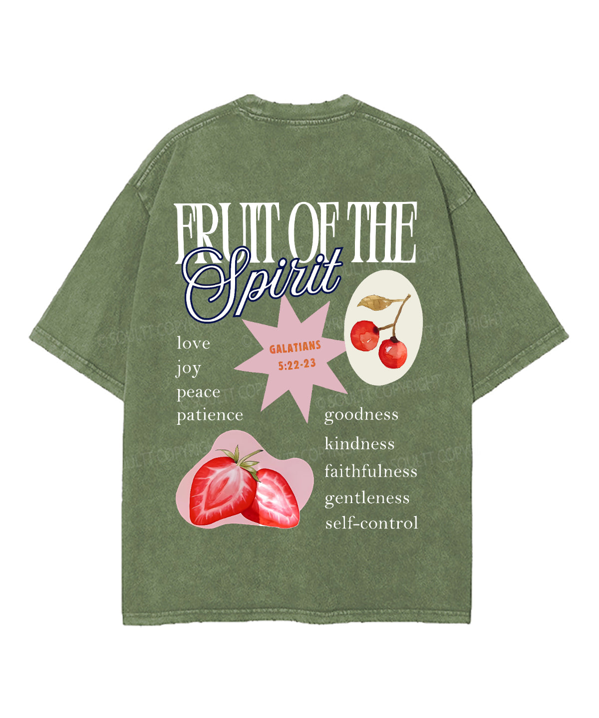 Fruit Of The Spirit Double Sided Unisex Washed Christian T-shirt