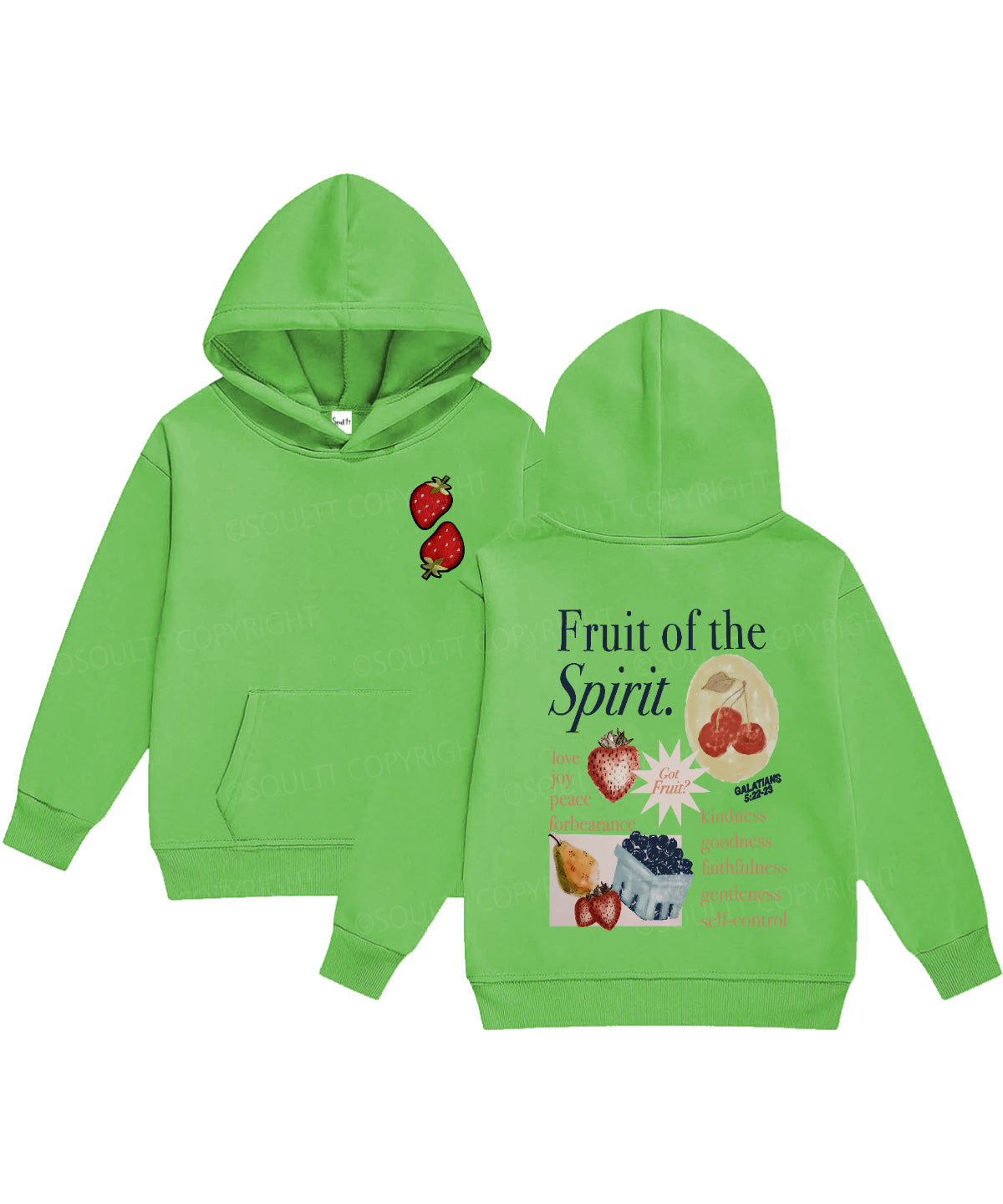 Kids Fruit Of The Spirit Double Sided Christian Hoodie