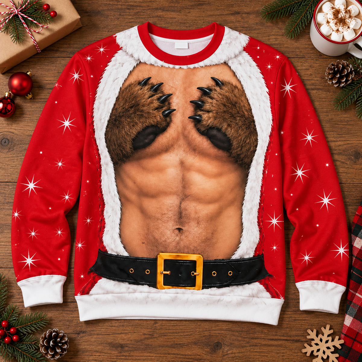 Bear Paw Santa Christmas Crewneck – Custom Skin Tone Print